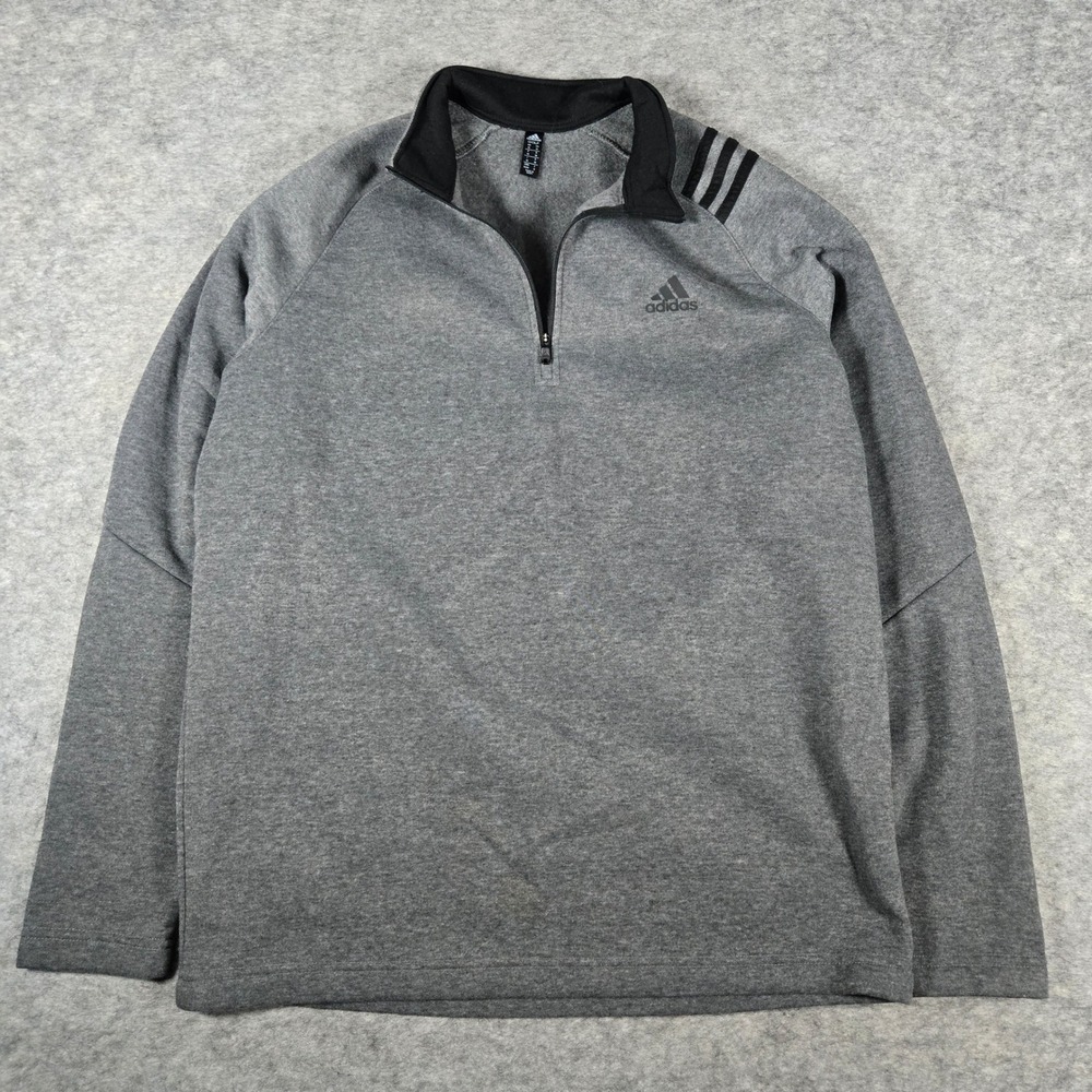 Adidas Mens Grey Golf Three Stripe Quarter Zip Pullover Medium